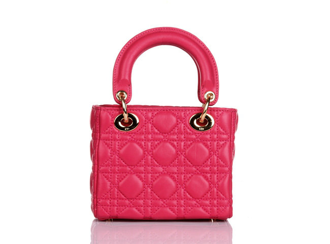 mini lady dior lambskin leather bag 6321 rosered with gold hardware